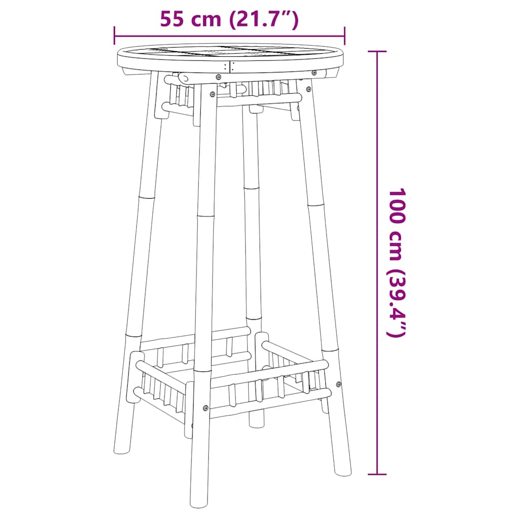 Bartafel voor buiten Rond Ø55x100 cm bamboe is nu te koop bij PeponiXL, paradijselijk wonen!