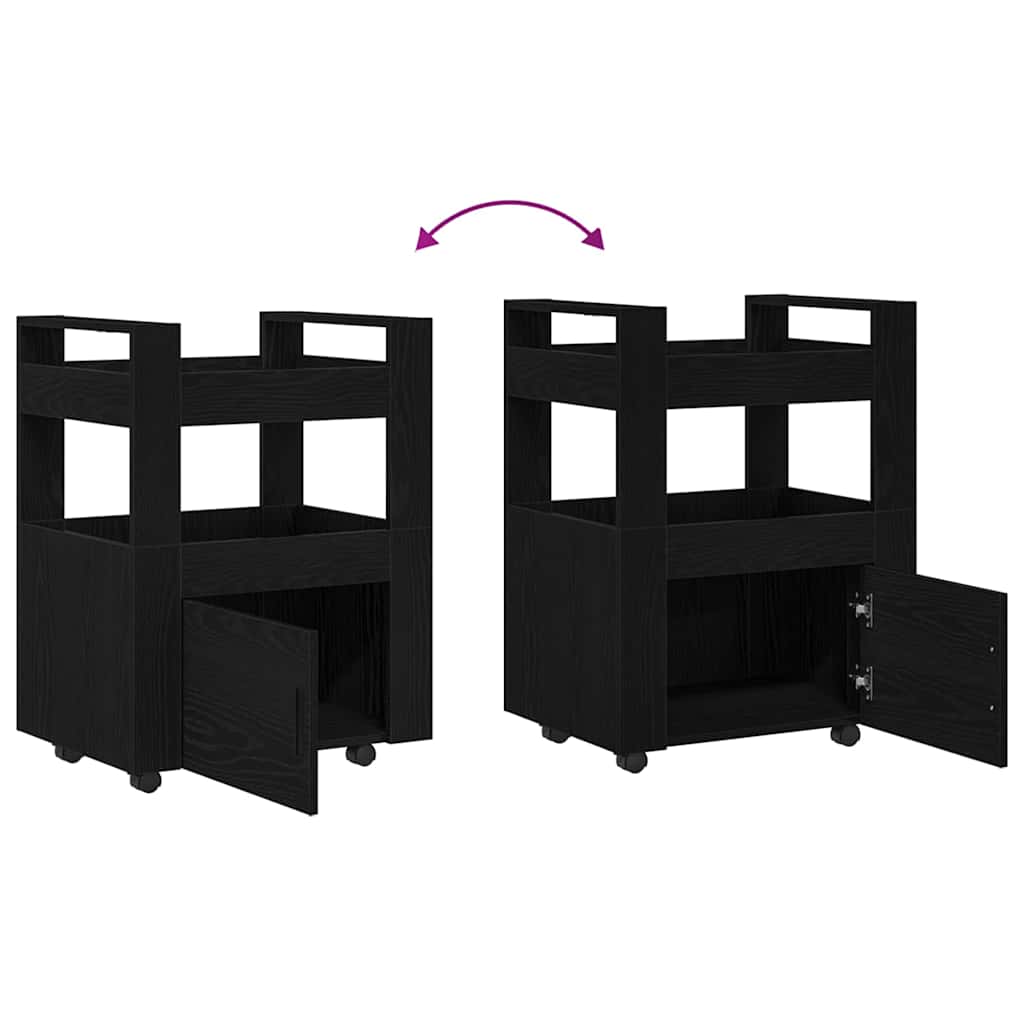 Keuken Trolley Zwart eiken 60 x 45 x 80 cm Bewerkt hout is nu te koop bij PeponiXL, paradijselijk wonen!