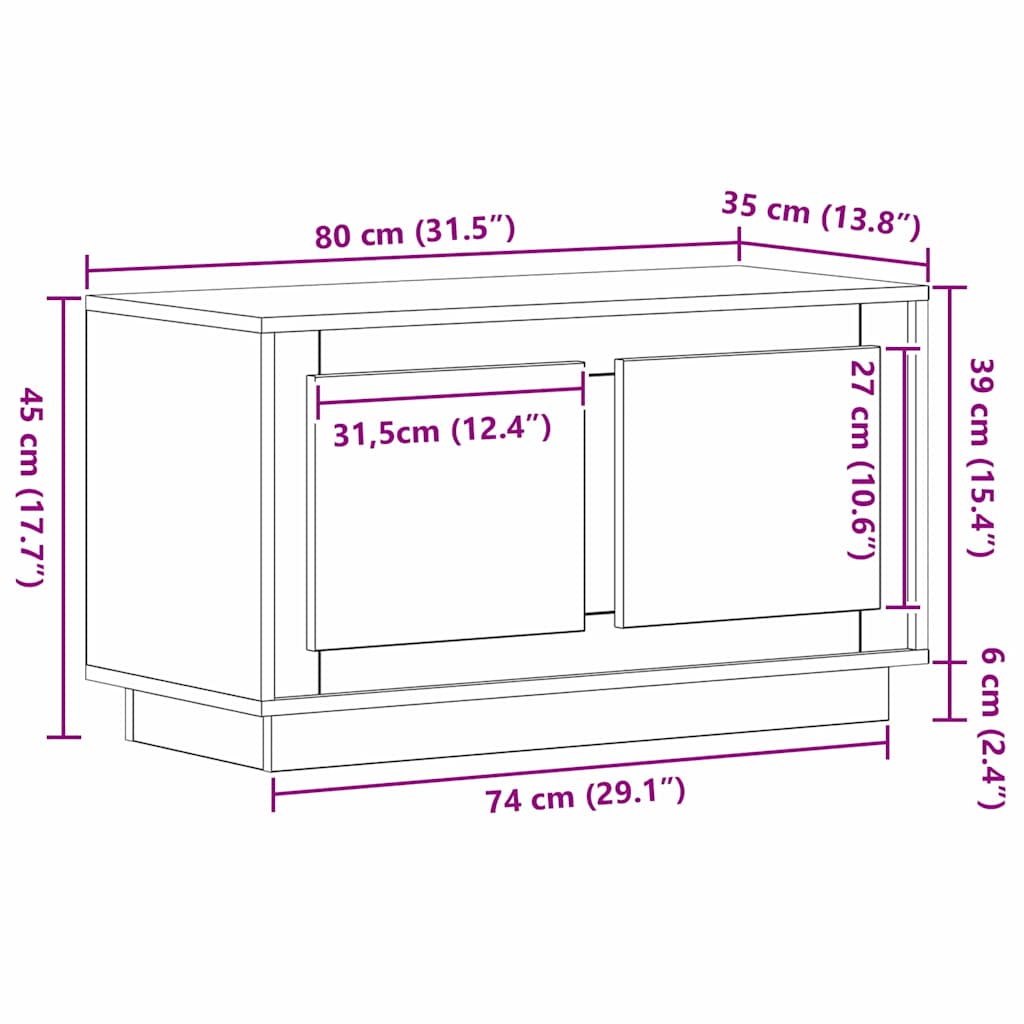 TV-kast Oud hout 80 x 35 x 45 cm Bewerkt hout is nu te koop bij PeponiXL, paradijselijk wonen!