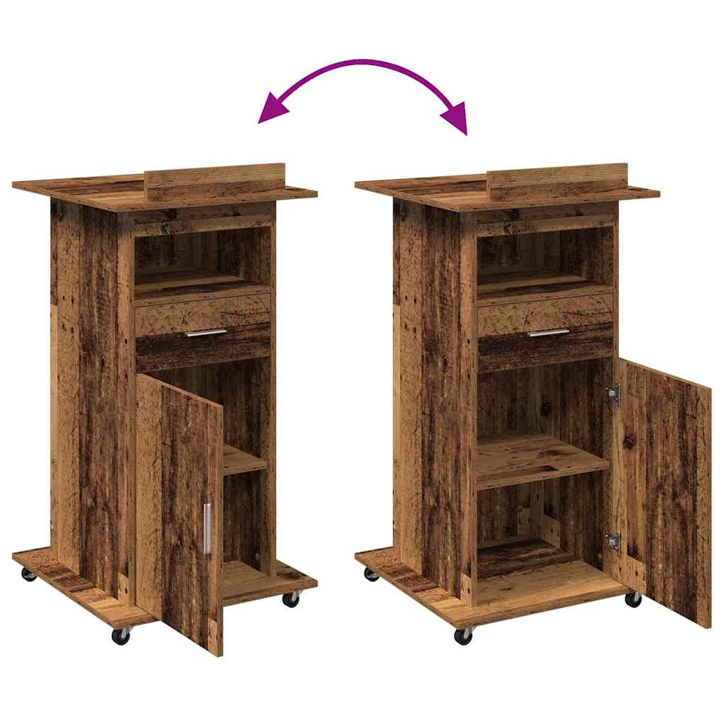 Podium met lade met plank Oudhout 55 x 55 x 107 cm Bewerkt hout is nu te koop bij PeponiXL, paradijselijk wonen!