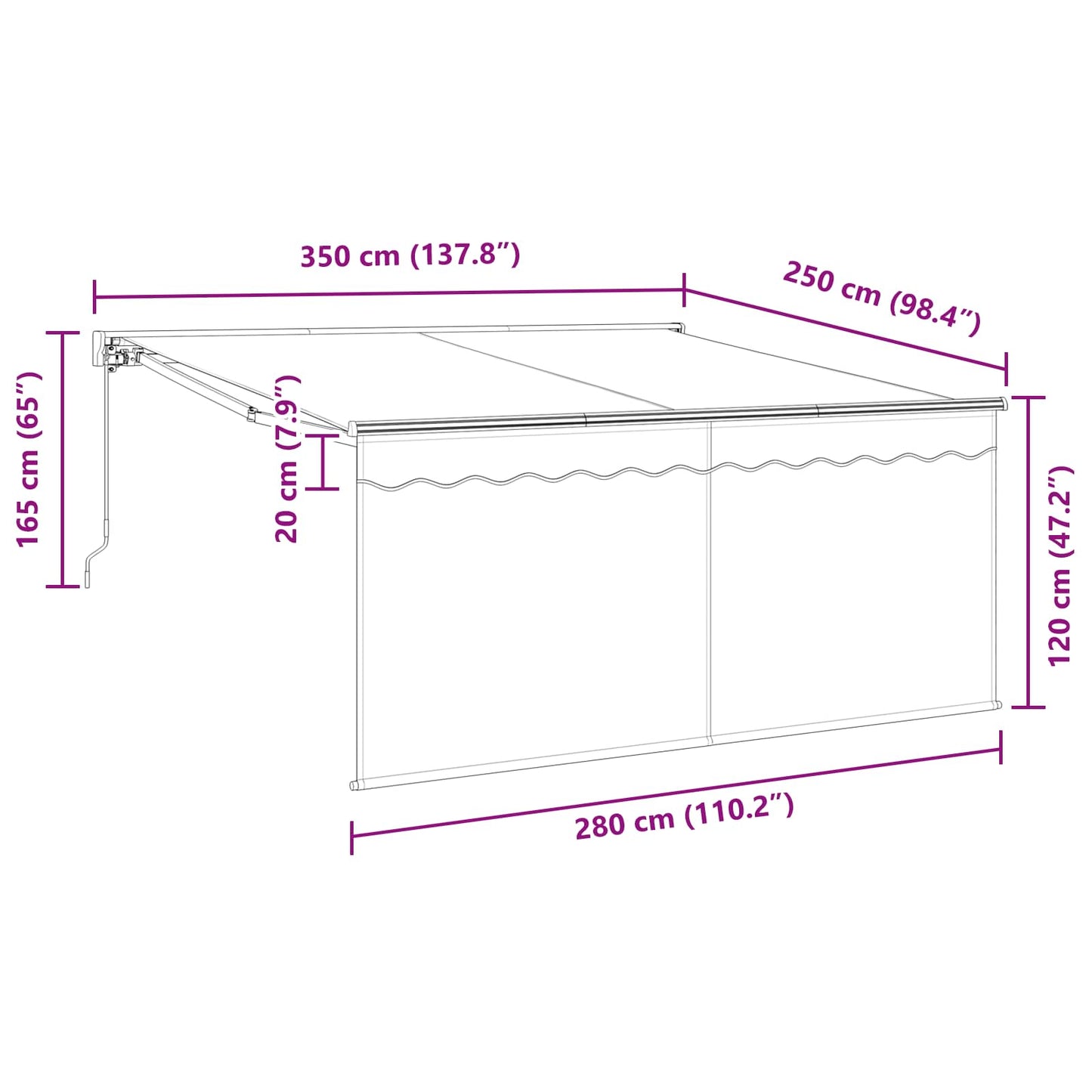 Inklapbaar Zonnescherm Antraciet 350 x 300 cm is nu te koop bij PeponiXL, paradijselijk wonen!