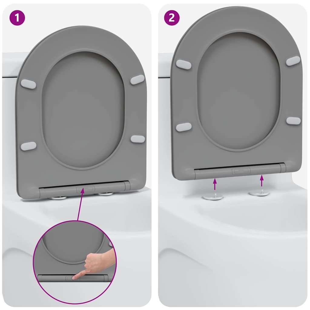 Toiletzitting Grijs 47 x 36 x 3,4 cm Duroplast is nu te koop bij PeponiXL, paradijselijk wonen!
