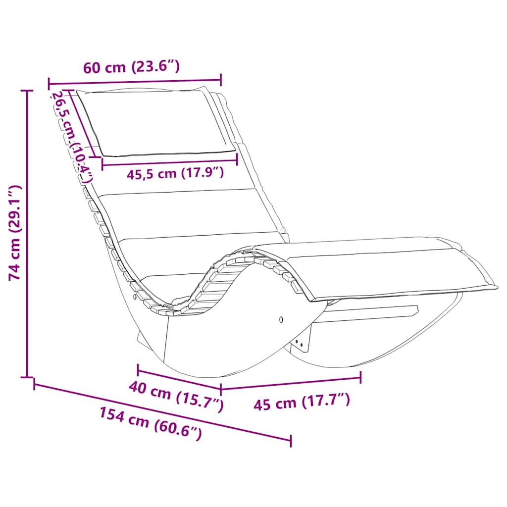 Ligstoel met kussen 2-persoon 2 pcs Bruin Massief Acaciahout is nu te koop bij PeponiXL, paradijselijk wonen!