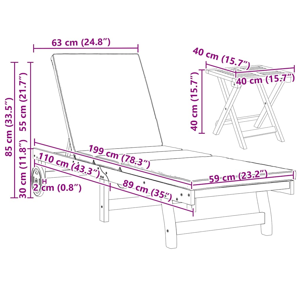 Ligstoel 2-persoon 3 pcs Bruin Massief Acaciahout is nu te koop bij PeponiXL, paradijselijk wonen!
