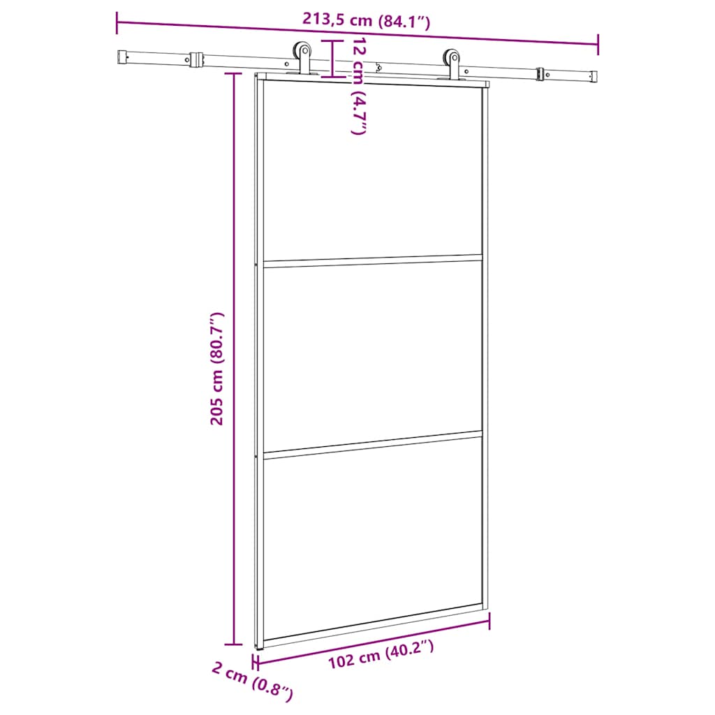 Schuifdeur met beslagset 102x205 cm aluminium en ESG-glas is nu te koop bij PeponiXL, paradijselijk wonen!