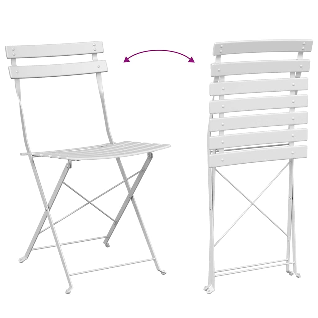 Tuin Opvouwbare Stoel 2 pcs Wit 42 x 46 x 82cm Metaal is nu te koop bij PeponiXL, paradijselijk wonen!