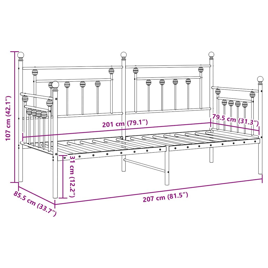 Bedframe voor een daybed Wit 80 x 200 cm Staal is nu te koop bij PeponiXL, paradijselijk wonen!