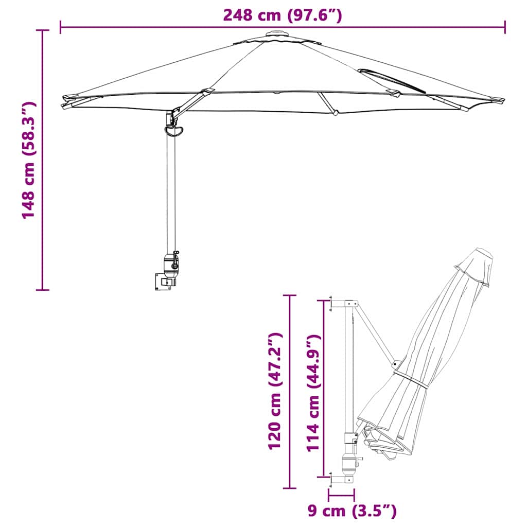 Tuinparasol Bordeaux Rood 248 x 248 x 148 cm Polyester en staal is nu te koop bij PeponiXL, paradijselijk wonen!