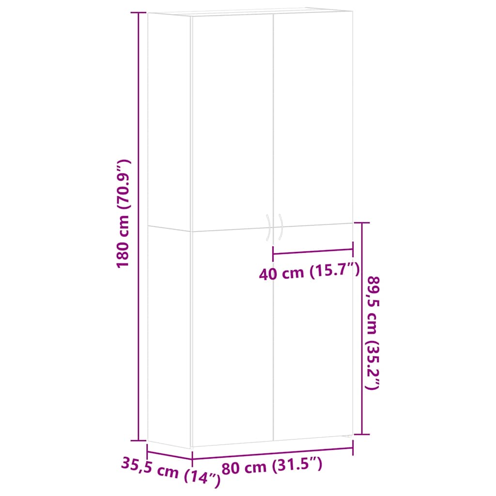 Schoenenkast met plank Bruin 80 x 35.5 x 180 cm Bewerkt hout is nu te koop bij PeponiXL, paradijselijk wonen!