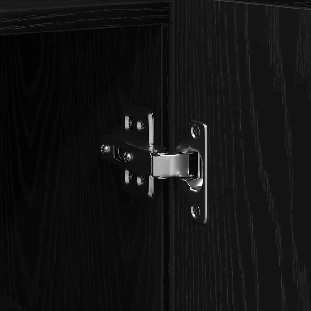 Dressoir Zwart Eiken 116 x 30 x 75 cm Bewerkt hout is nu te koop bij PeponiXL, paradijselijk wonen!