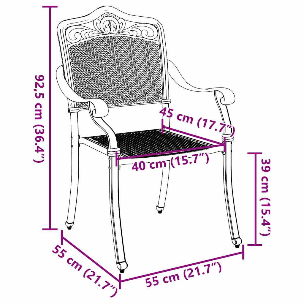 Tuinstoel 2 pcs Brons 55 x 55 x 92,5cm Aluminium is nu te koop bij PeponiXL, paradijselijk wonen!