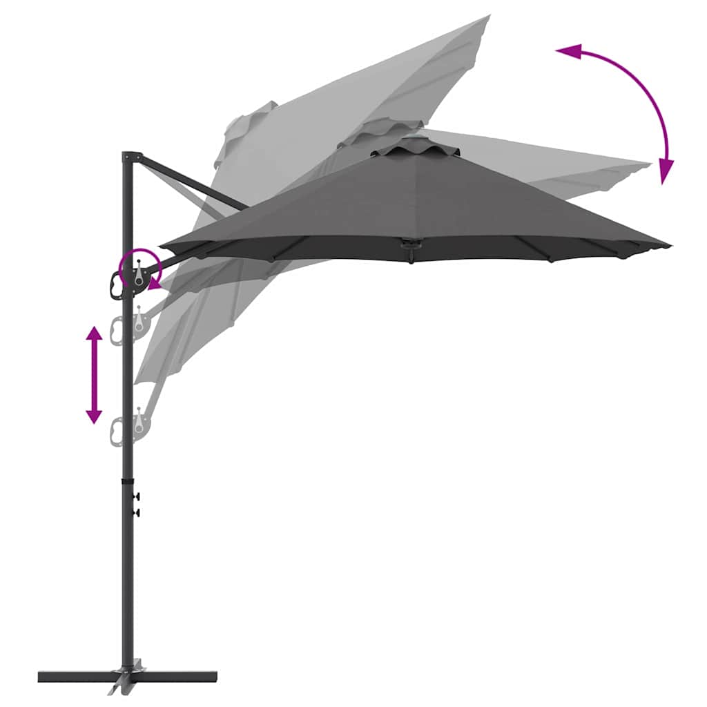 Parasol Antraciet 372 x 198 x 243 cm Polyester en Aluminium is nu te koop bij PeponiXL, paradijselijk wonen!