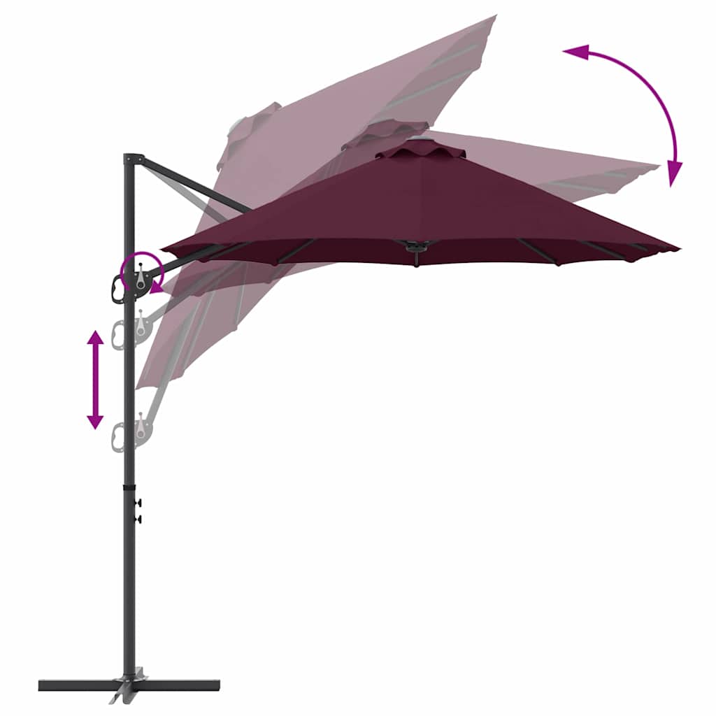 Parasol Bordeaux Rood 372 x 198 x 243 cm Polyester en Aluminium is nu te koop bij PeponiXL, paradijselijk wonen!