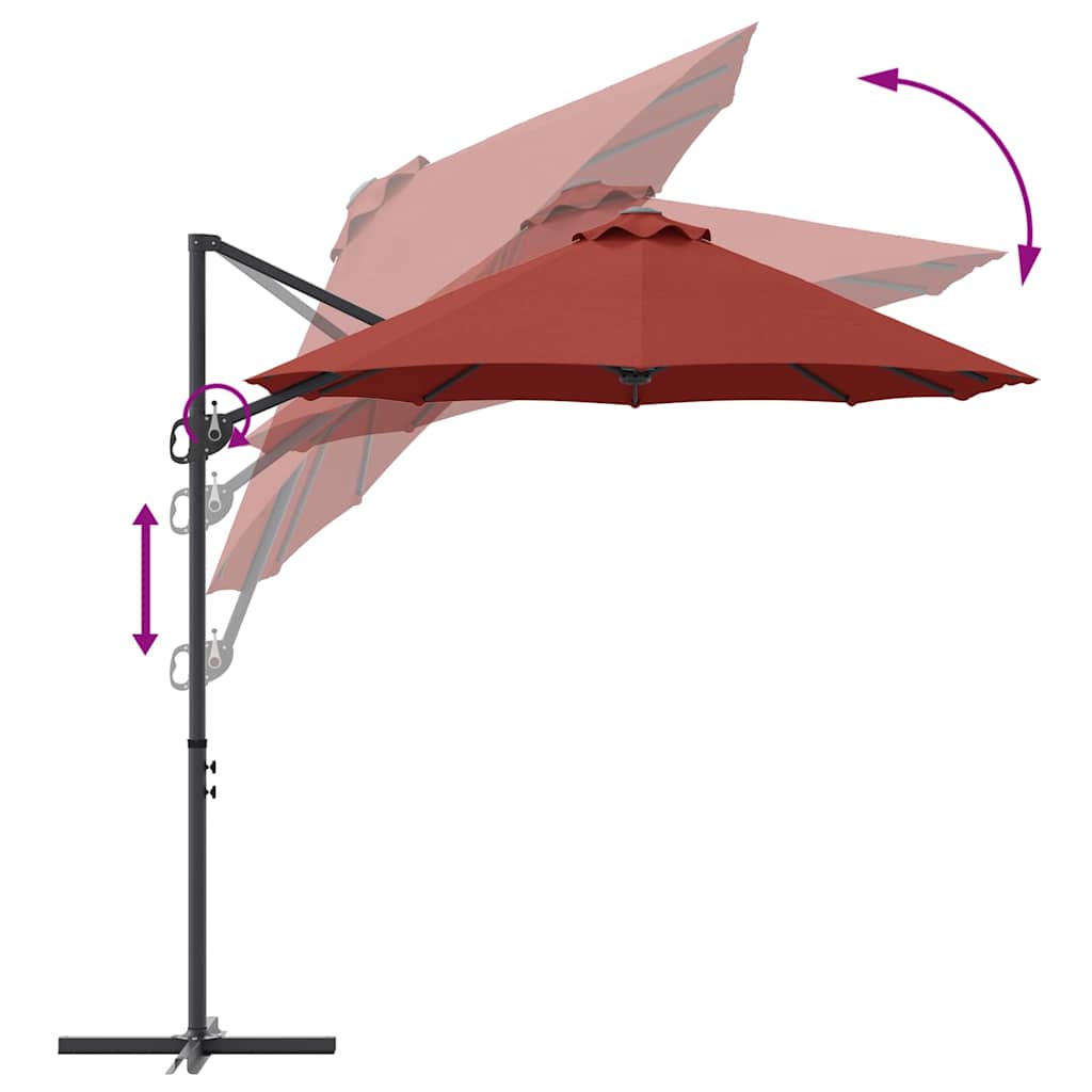 Parasol Terracotta 372 x 198 x 243 cm Polyester en Aluminium is nu te koop bij PeponiXL, paradijselijk wonen!