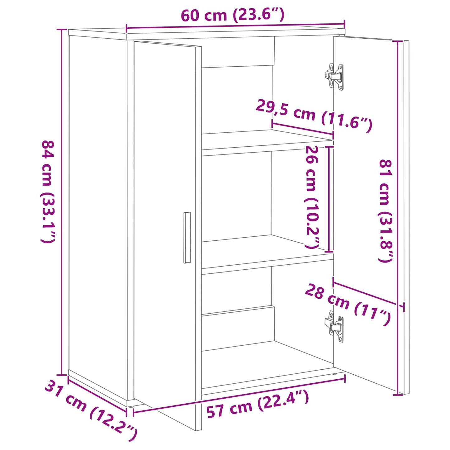 Dressoir 2 pcs Zwart Eiken 60 x 31 x 84 cm Bewerkt hout is nu te koop bij PeponiXL, paradijselijk wonen!