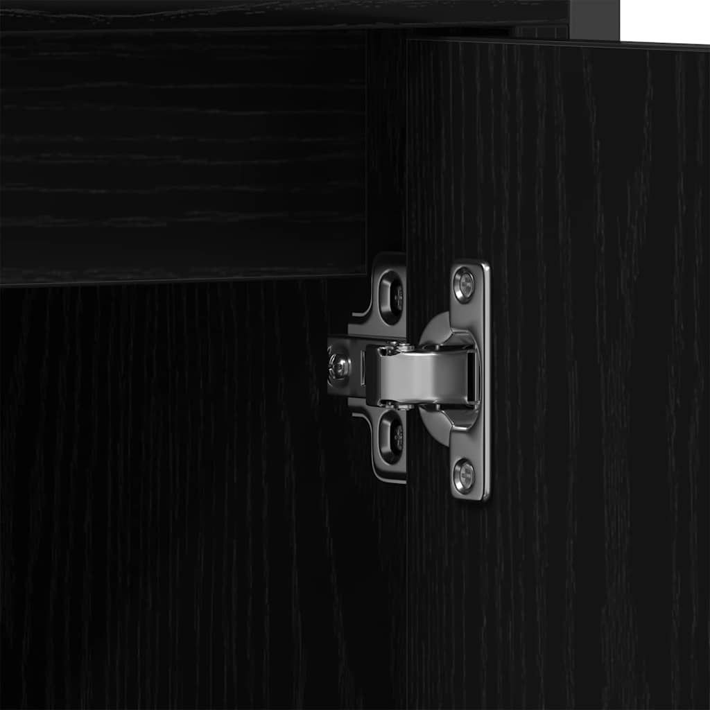 Badkamermeubelset met plank met opslag 3 pcs Zwart Bewerkt hout is nu te koop bij PeponiXL, paradijselijk wonen!