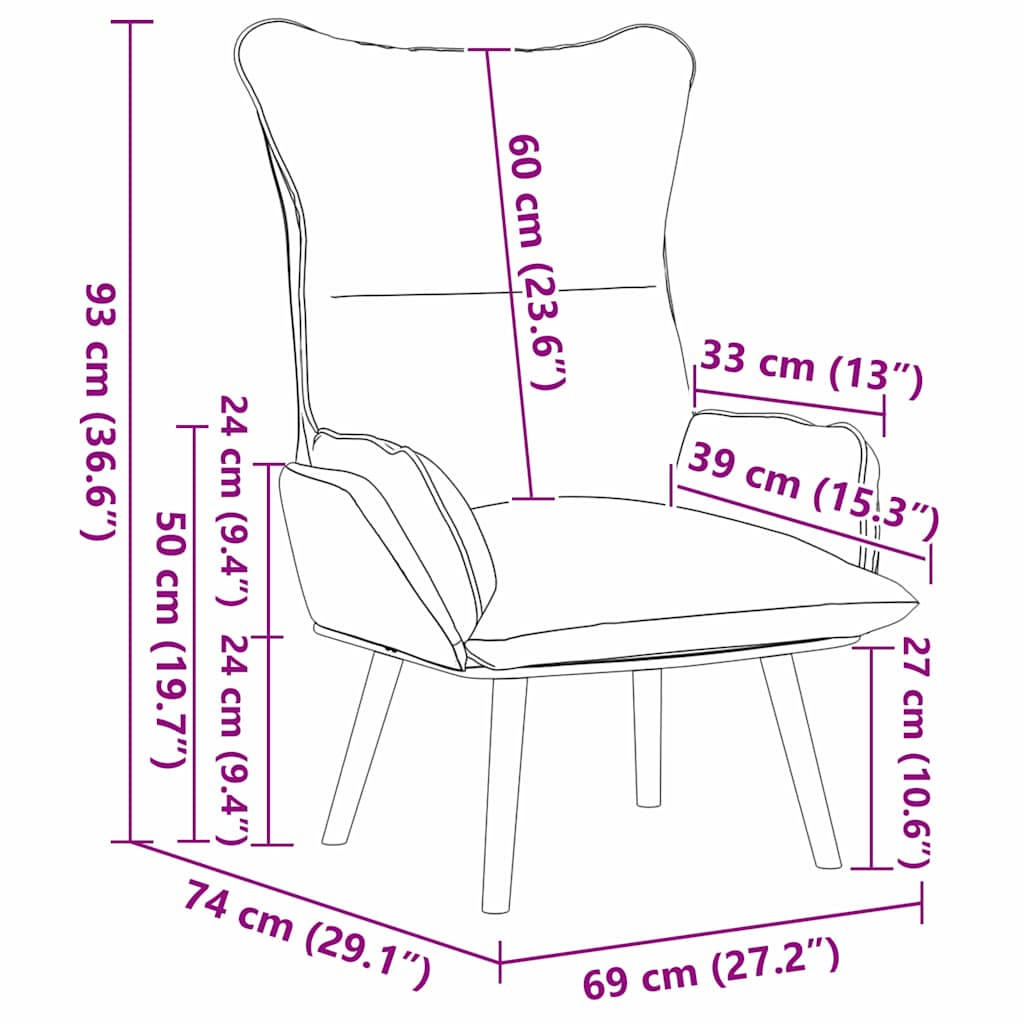 Fauteuil Zwart 69 x 74 x 93 cm Kunstleer is nu te koop bij PeponiXL, paradijselijk wonen!