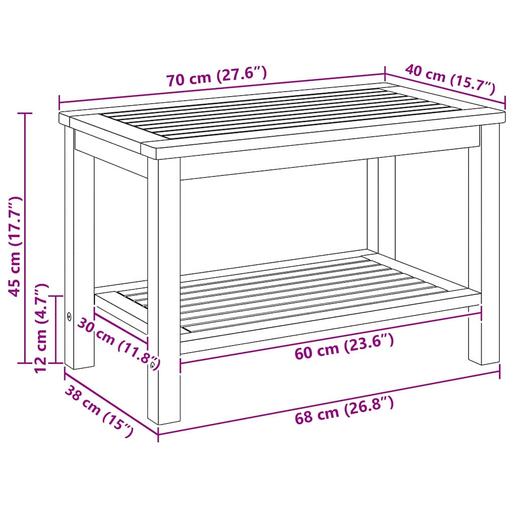 Bijzettafel Bruin 70 x 40 x 45 cm Massief Acaciahout is nu te koop bij PeponiXL, paradijselijk wonen!
