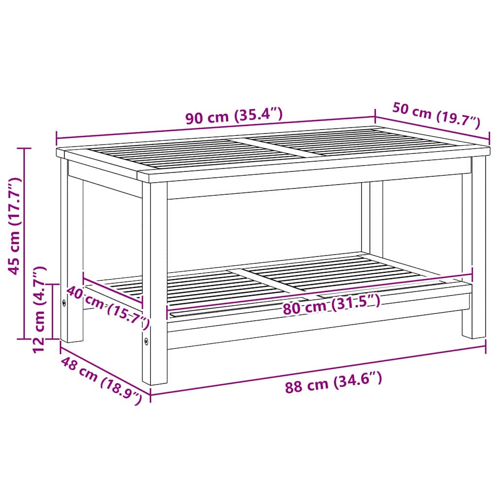 Bijzettafel Bruin 90 x 50 x 45 cm Massief Acaciahout is nu te koop bij PeponiXL, paradijselijk wonen!