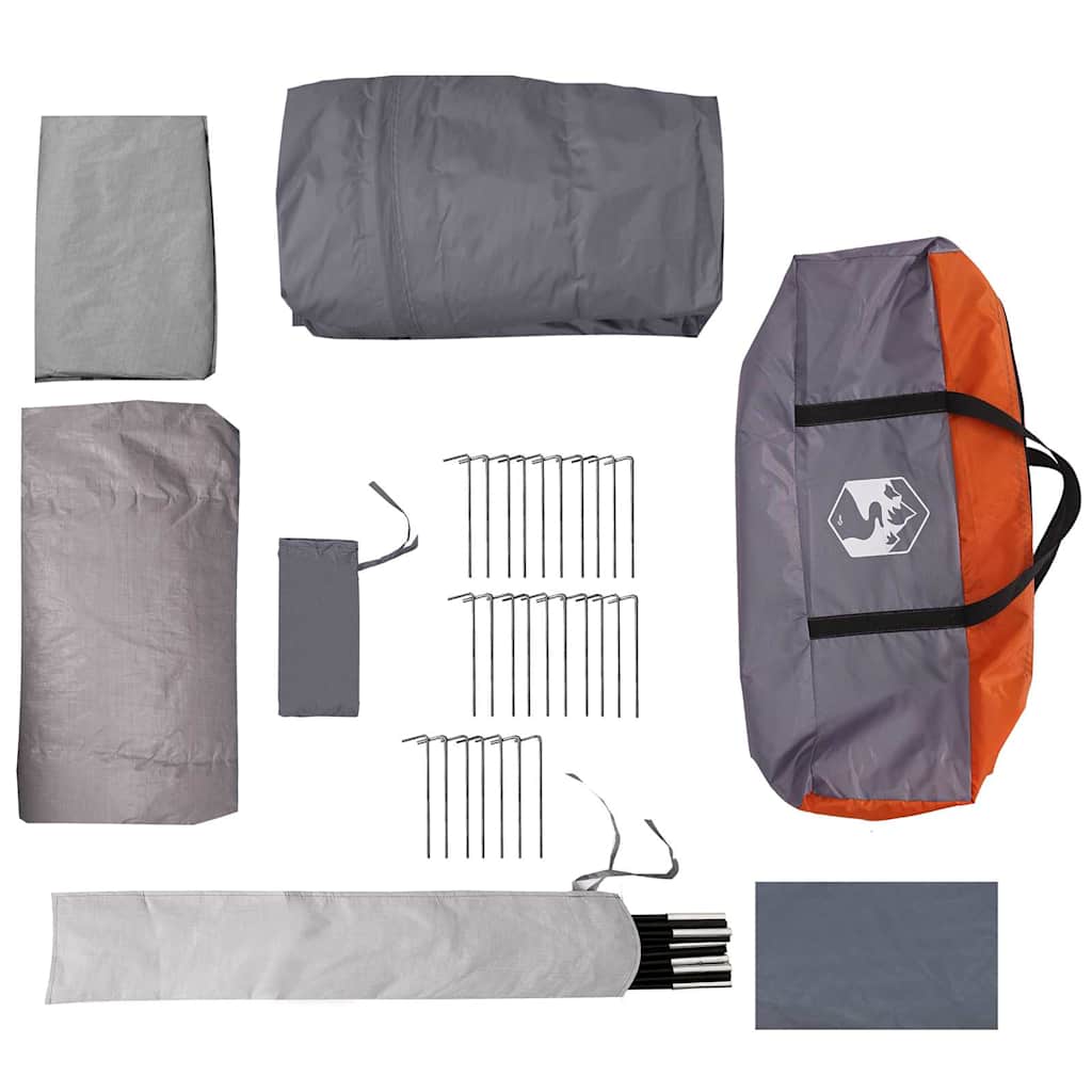 Tunnel Tent 4-Person met dak Grijs en Oranje 740 x 370 x 220 cm is nu te koop bij PeponiXL, paradijselijk wonen!