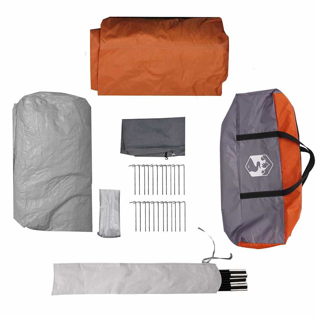 Tunnel Tent 4-Person met dak Grijs en Oranje 778 x 356 x 210 cm is nu te koop bij PeponiXL, paradijselijk wonen!