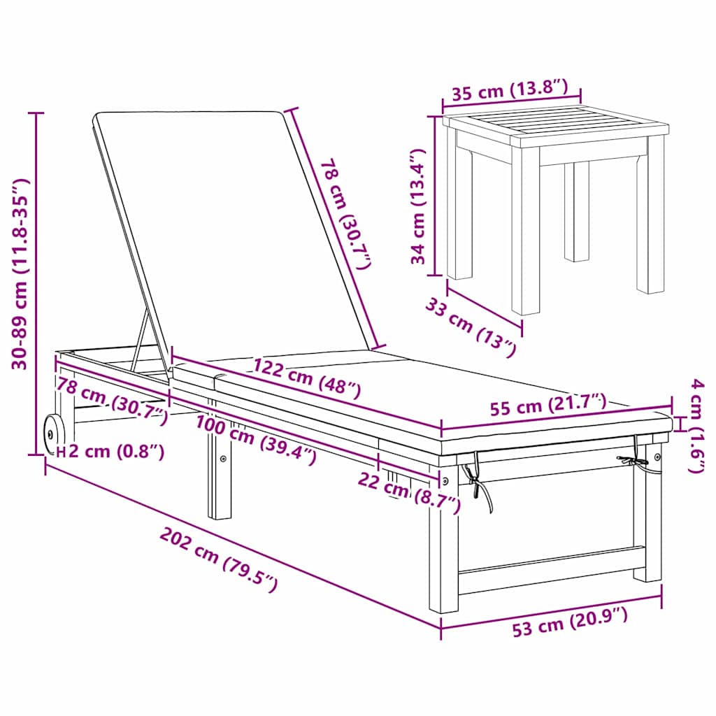 Ligstoel 3 pcs Bruin Massief Acaciahout is nu te koop bij PeponiXL, paradijselijk wonen!