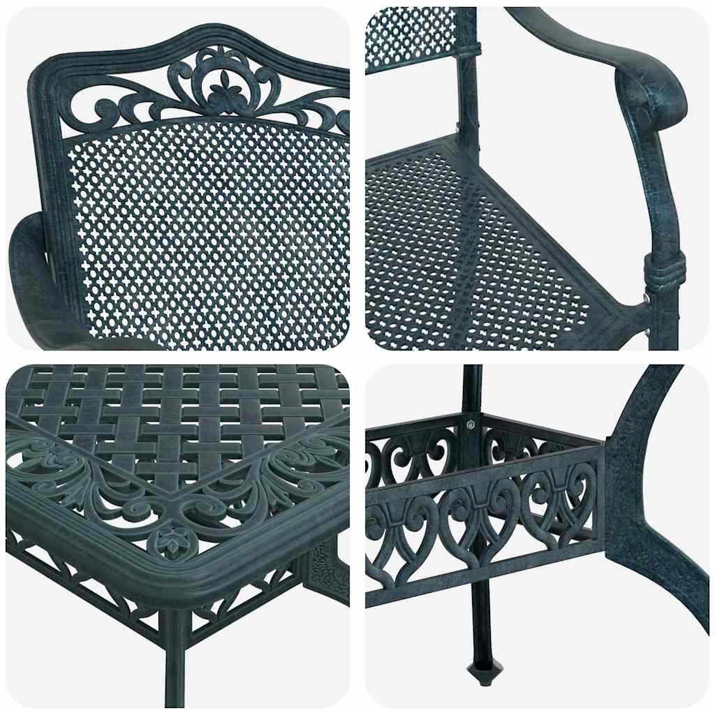 Tuin eettafelset 7 pcs Groen Aluminium