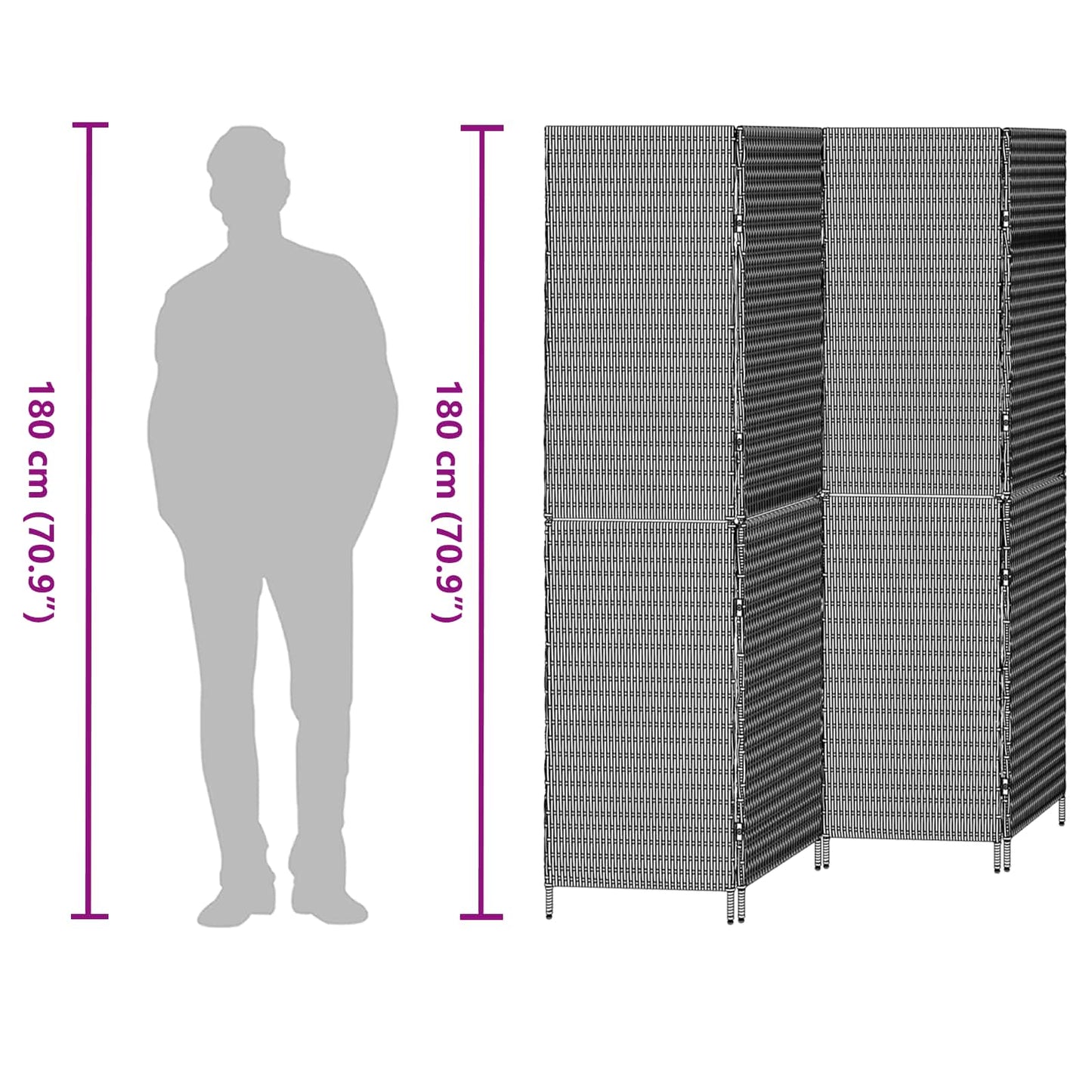 Kamerverdeler Grijs 195 x 180 cm poly rattan is nu te koop bij PeponiXL, paradijselijk wonen!