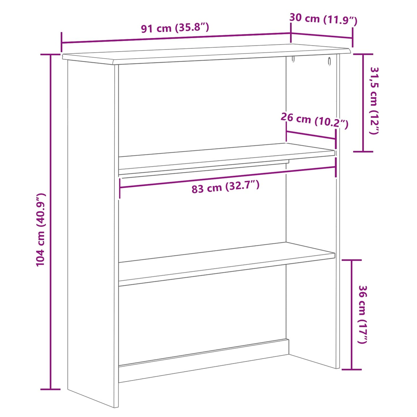 Hutch ASKIM 91 x 30 x 104 cm Massief grenenhout is nu te koop bij PeponiXL, paradijselijk wonen!