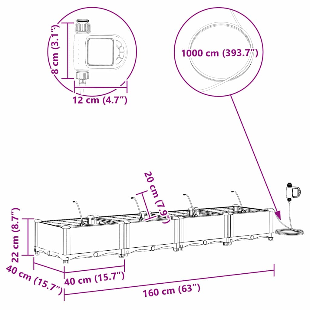 Tuin Bloempot 4 pcs Bruin Staal