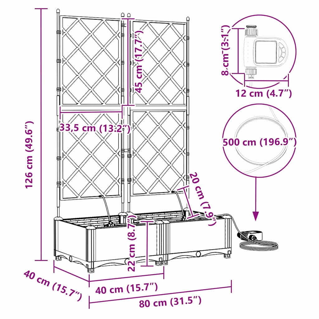 Tuin Bloempot 2 pcs Zwart Staal