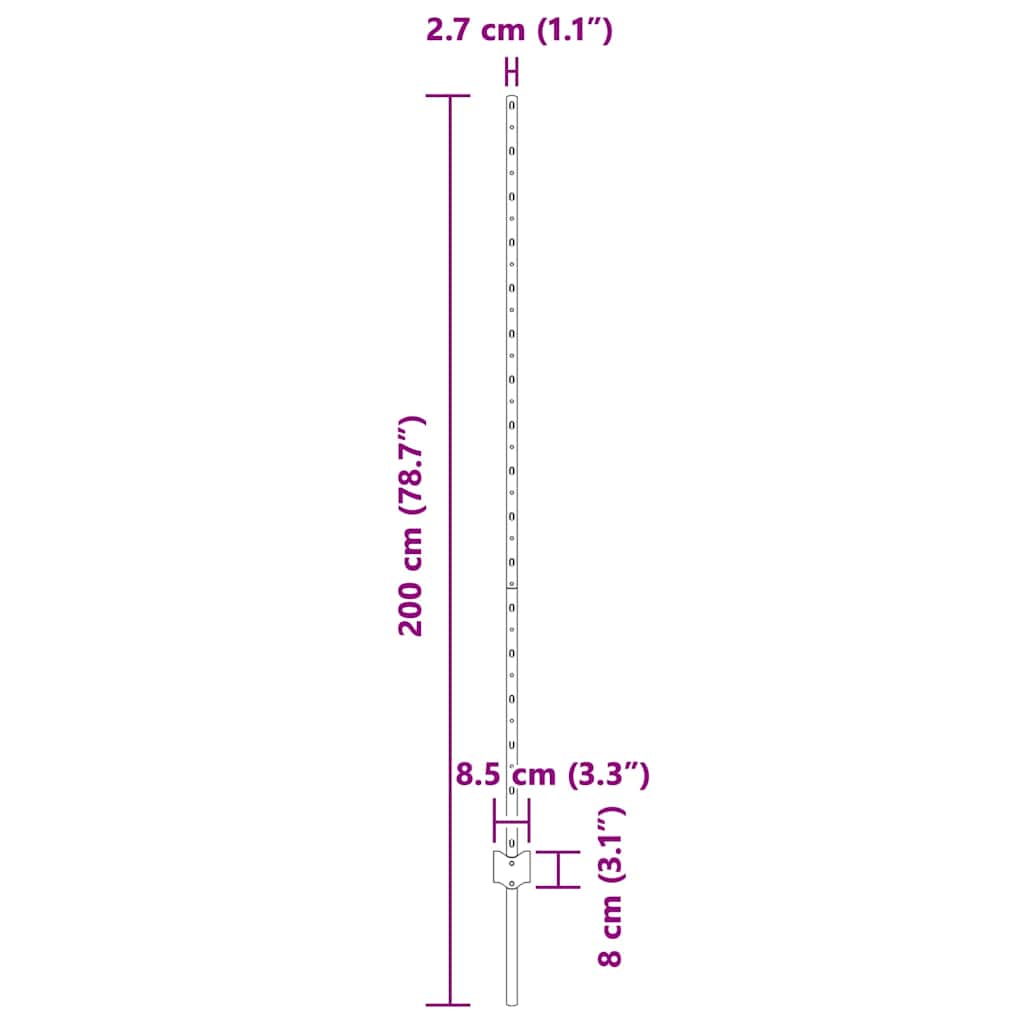 Afrasteringspaal 11 pcs Zilver 150 cm Staal is nu te koop bij PeponiXL, paradijselijk wonen!