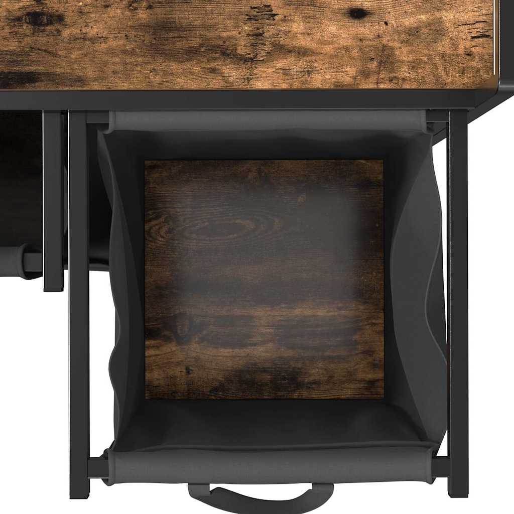 Wasmand 2 vakken met planken gerookt eikenkleurig is nu te koop bij PeponiXL, paradijselijk wonen!