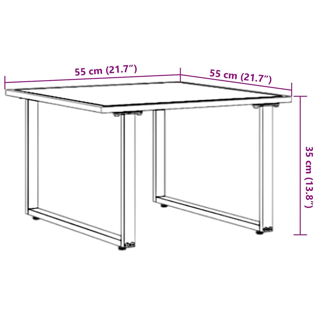 Salontafel Zwart en Bruin 55 x 55 x 35 cm Gepoedercoat staal is nu te koop bij PeponiXL, paradijselijk wonen!