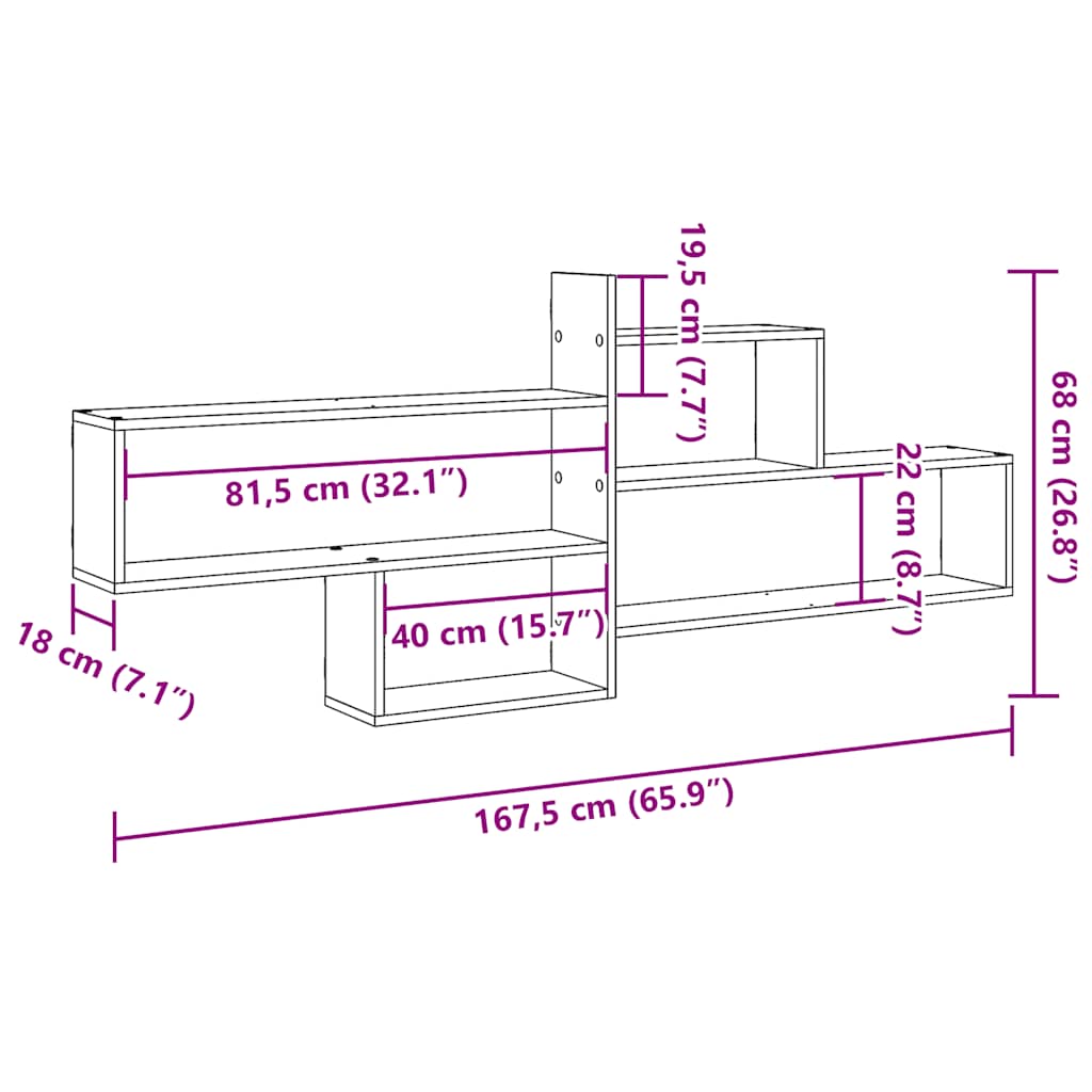 Wandplank Zwart Eiken 167,5x18x68 cm Engineered Wood is nu te koop bij PeponiXL, paradijselijk wonen!