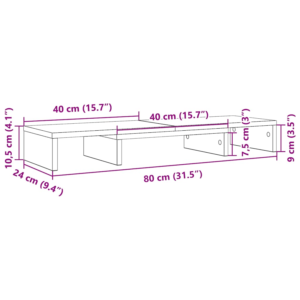 Monitorstandaard Verhoger Verstelbaar Zwart Eiken 80x24x10,5 cm is nu te koop bij PeponiXL, paradijselijk wonen!