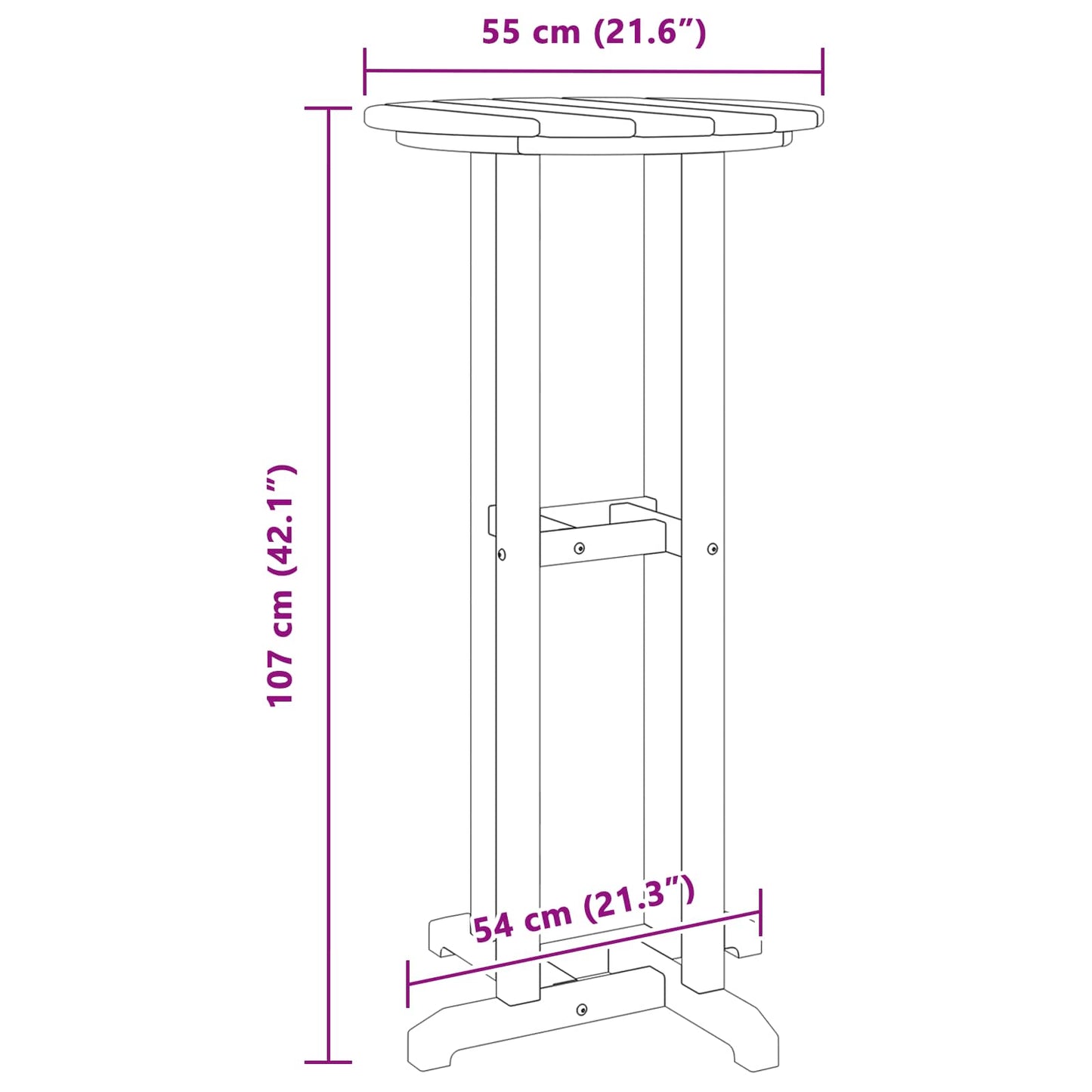 Bartafel Wit 55 x 55 x 107 cm Polyetheen is nu te koop bij PeponiXL, paradijselijk wonen!