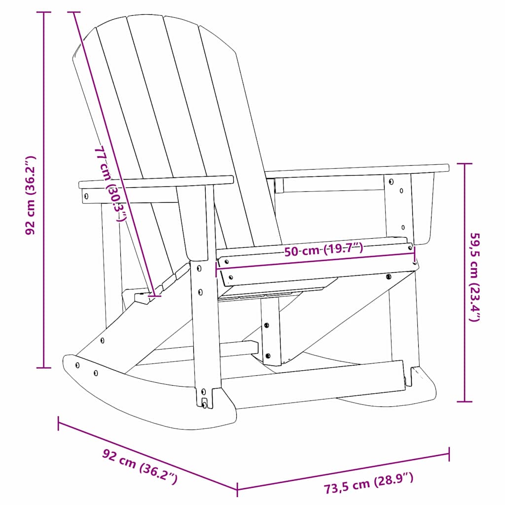 Adirondack Schommelstoel Wit 73.5 x 92 x 90cm HDPE is nu te koop bij PeponiXL, paradijselijk wonen!
