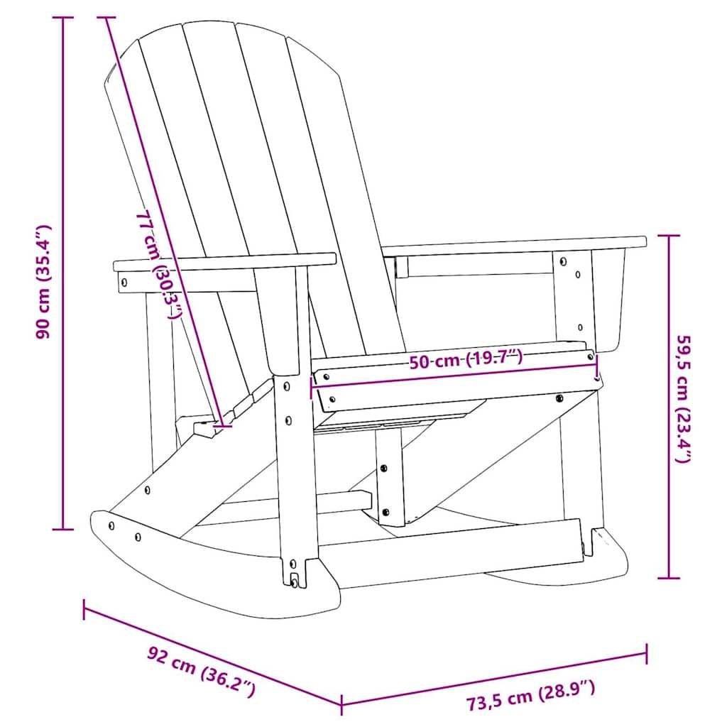 Adirondack Schommelstoel Lichtgrijs 73.5 x 92 x 90cm HDPE is nu te koop bij PeponiXL, paradijselijk wonen!