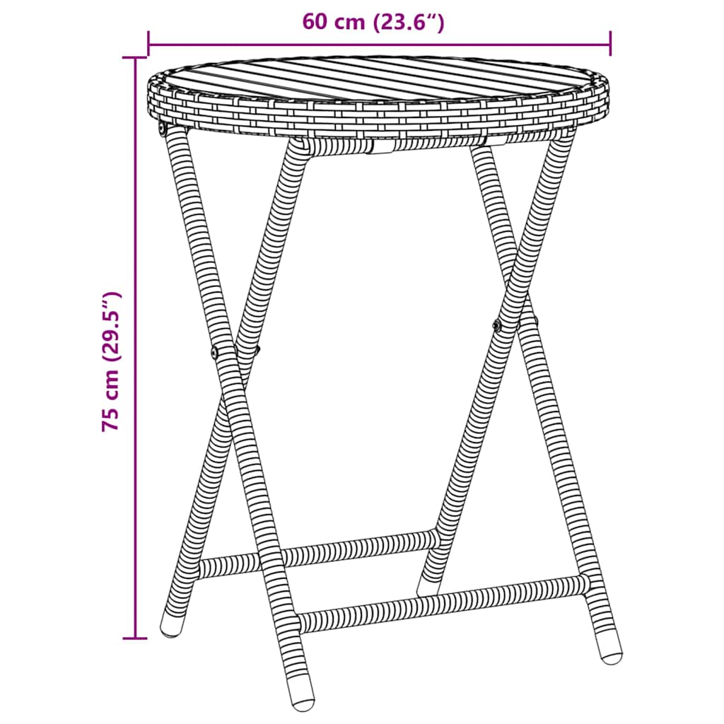 Tuin Bistro Set 3 pcs Grijs poly rattan is nu te koop bij PeponiXL, paradijselijk wonen!