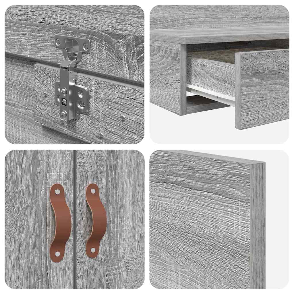 Opbergbedframe met lade Grijs Sonoma 90 cm Bewerkt hout
