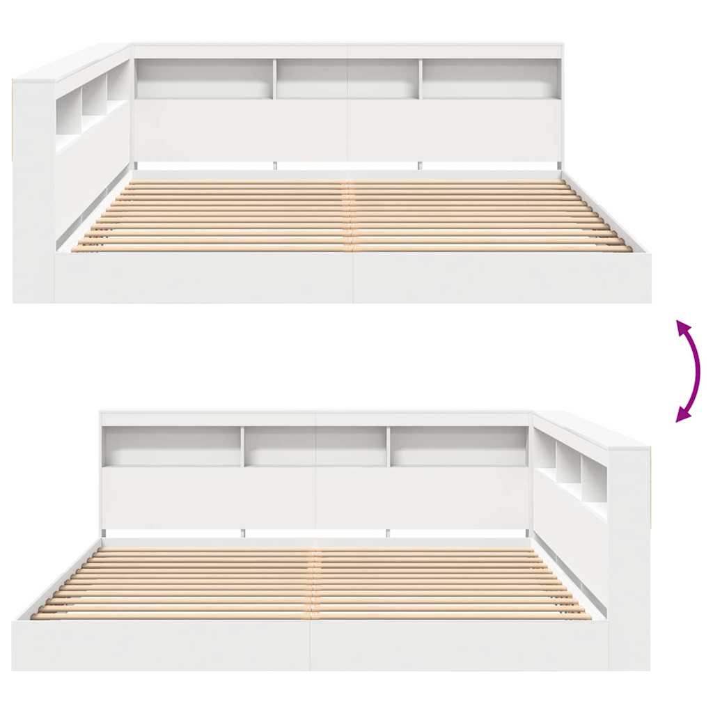 Boekenkast Bed met hoofdeinde Wit 180 x 200 cm Bewerkt hout is nu te koop bij PeponiXL, paradijselijk wonen!