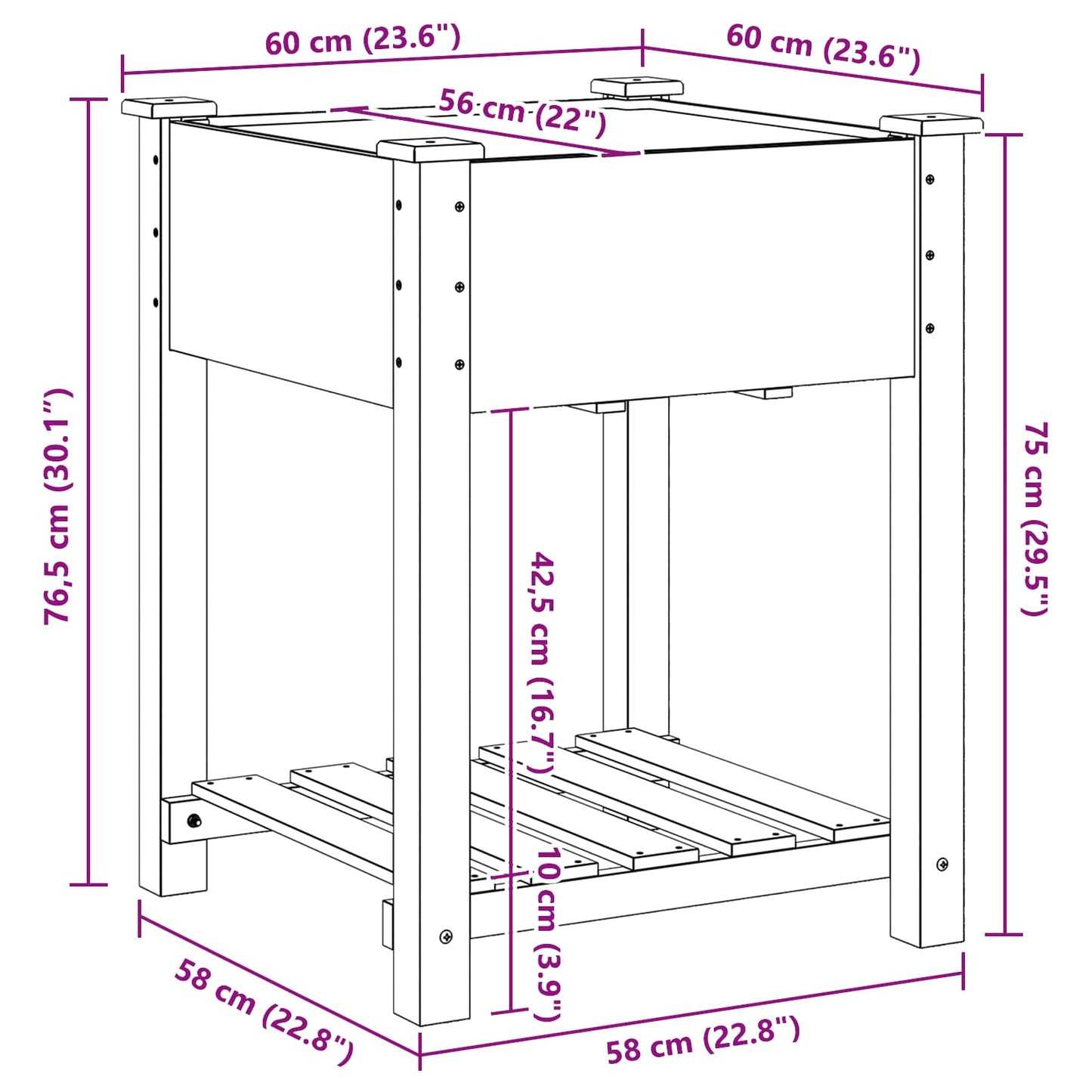 Tuin Bloempot Beige 90 x 90 x 76,5 cm Massief Vurenhout is nu te koop bij PeponiXL, paradijselijk wonen!