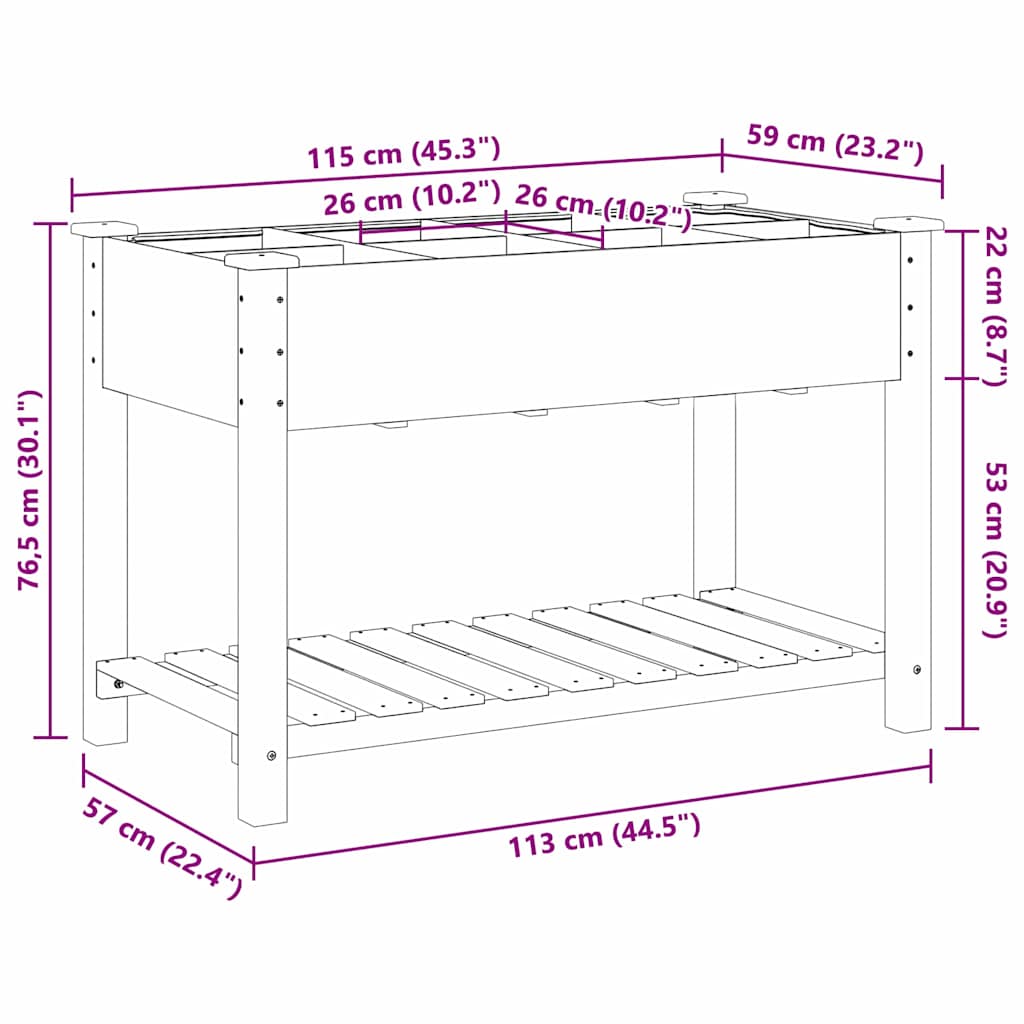 Tuin Bloempot Beige 115 x 59 x 76,5 cm Massief Vurenhout is nu te koop bij PeponiXL, paradijselijk wonen!