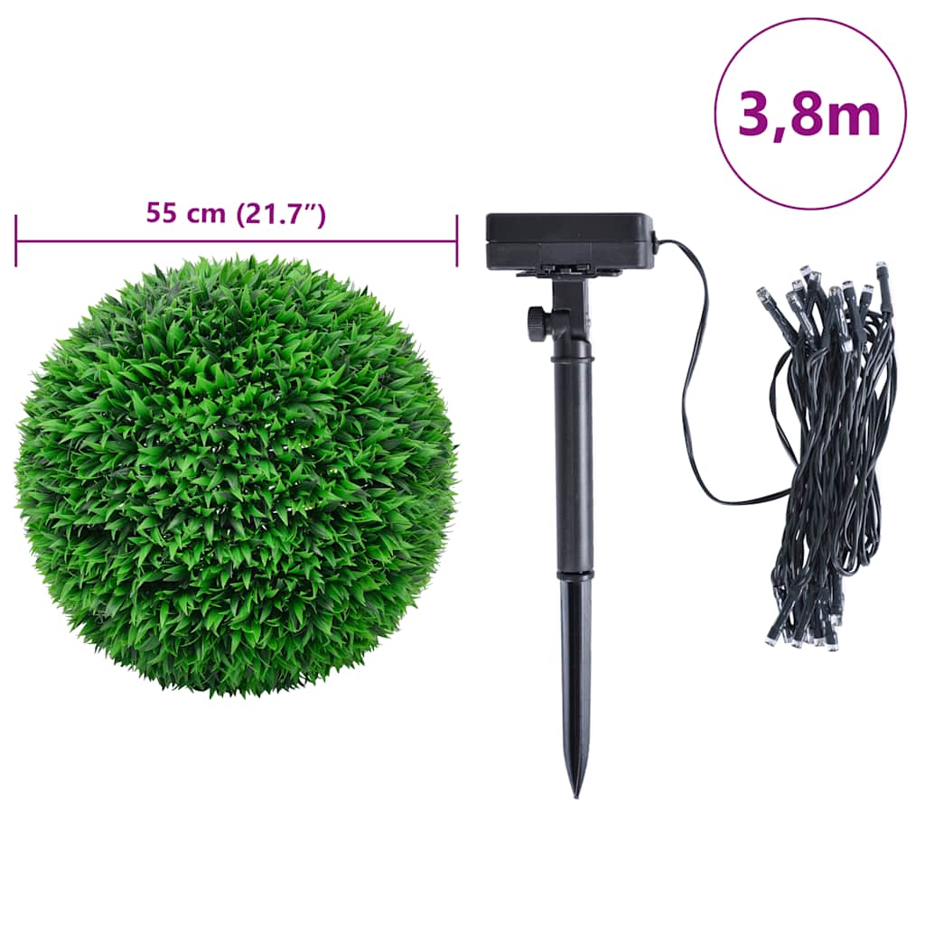 Kunstbuxusballen met LED-verlichting 2 st 55 cm groen is nu te koop bij PeponiXL, paradijselijk wonen!