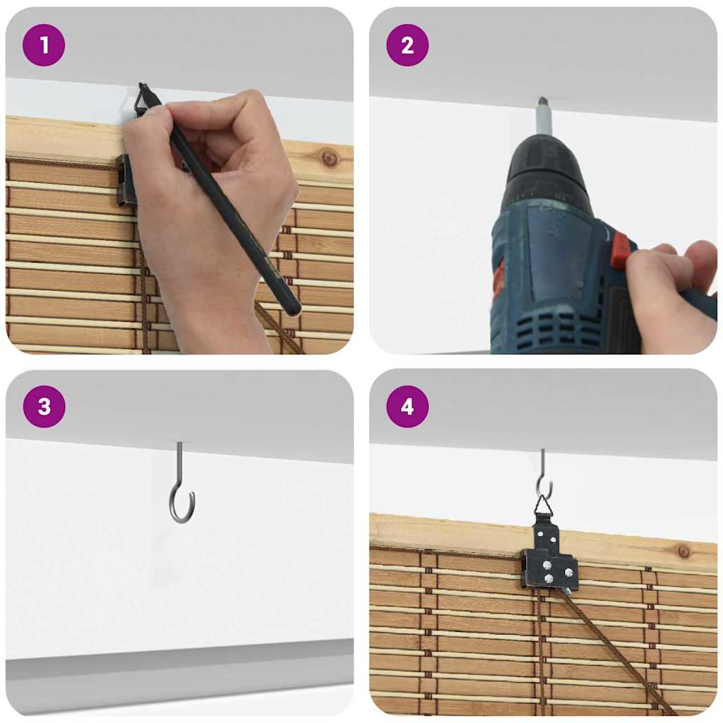 Rolgordijn met gordijnen Natuur 150 x 160 cm Bamboe is nu te koop bij PeponiXL, paradijselijk wonen!