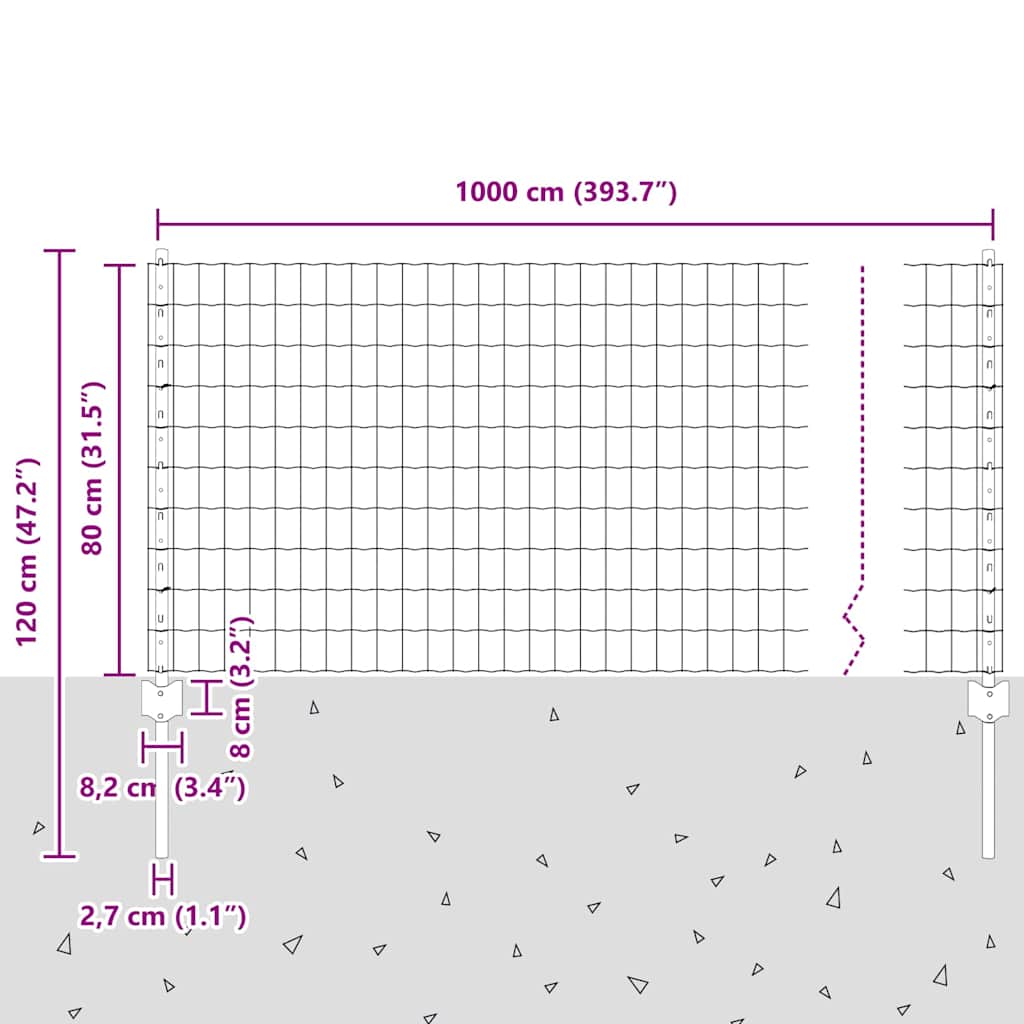 Hek met Paal Groen 0,8 x 10 m Staal en PVC is nu te koop bij PeponiXL, paradijselijk wonen!