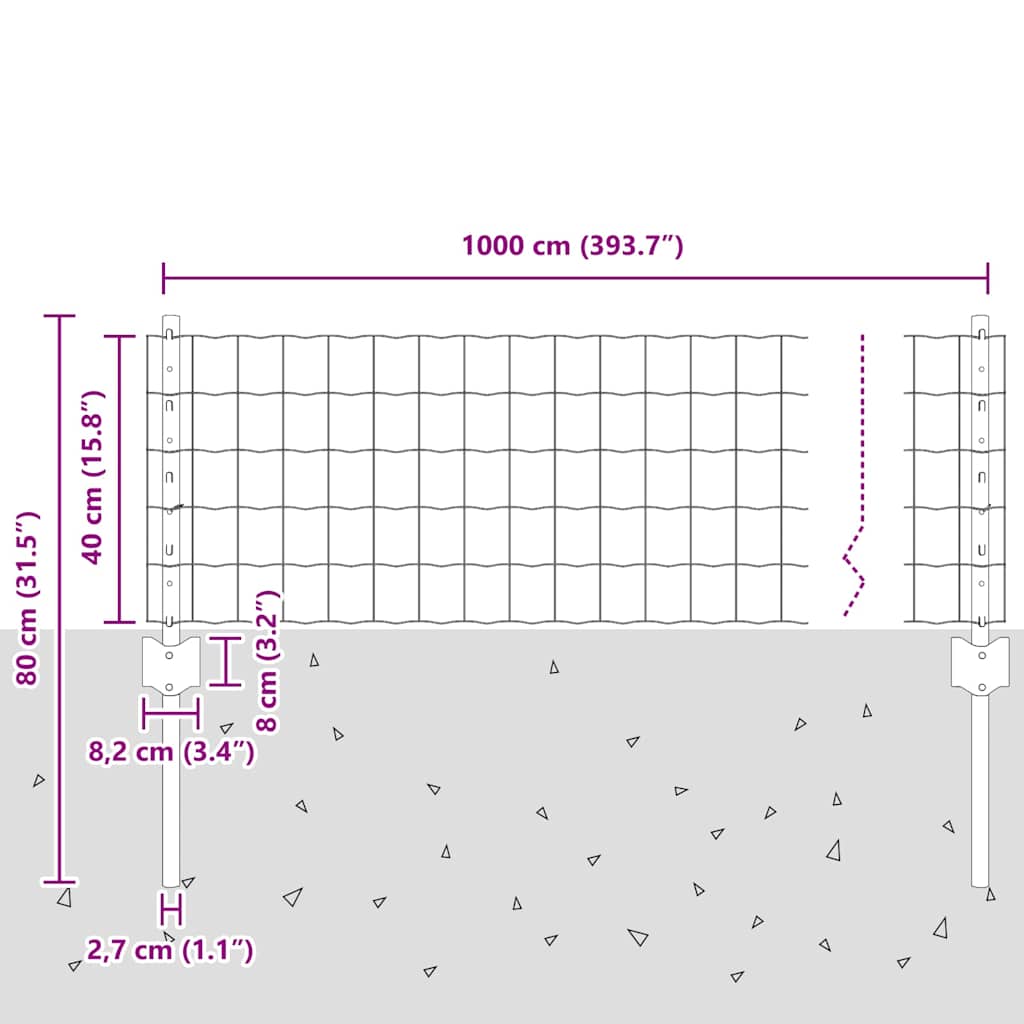 Hek met Paal Grijs 0,4 x 10 m Staal en PVC is nu te koop bij PeponiXL, paradijselijk wonen!