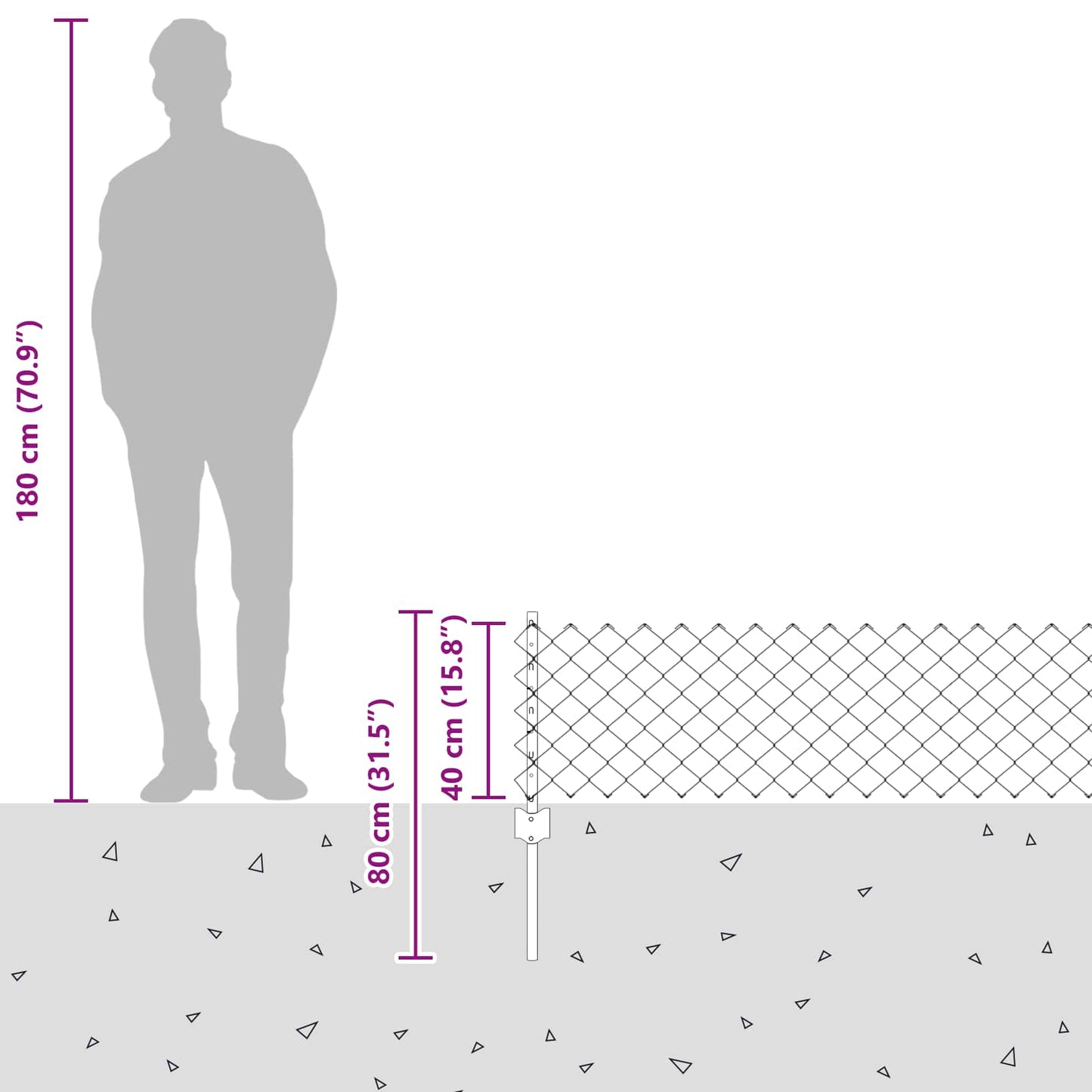 Hek met Paal Grijs 0,4 x 10 m Staal en PVC is nu te koop bij PeponiXL, paradijselijk wonen!