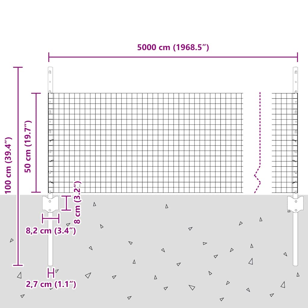 Hek met Paal Zilver 0,5 x 50 m Staal is nu te koop bij PeponiXL, paradijselijk wonen!